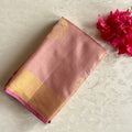 Dusty Rose Designer Pure Silk Saree With Rani Pink Pallu