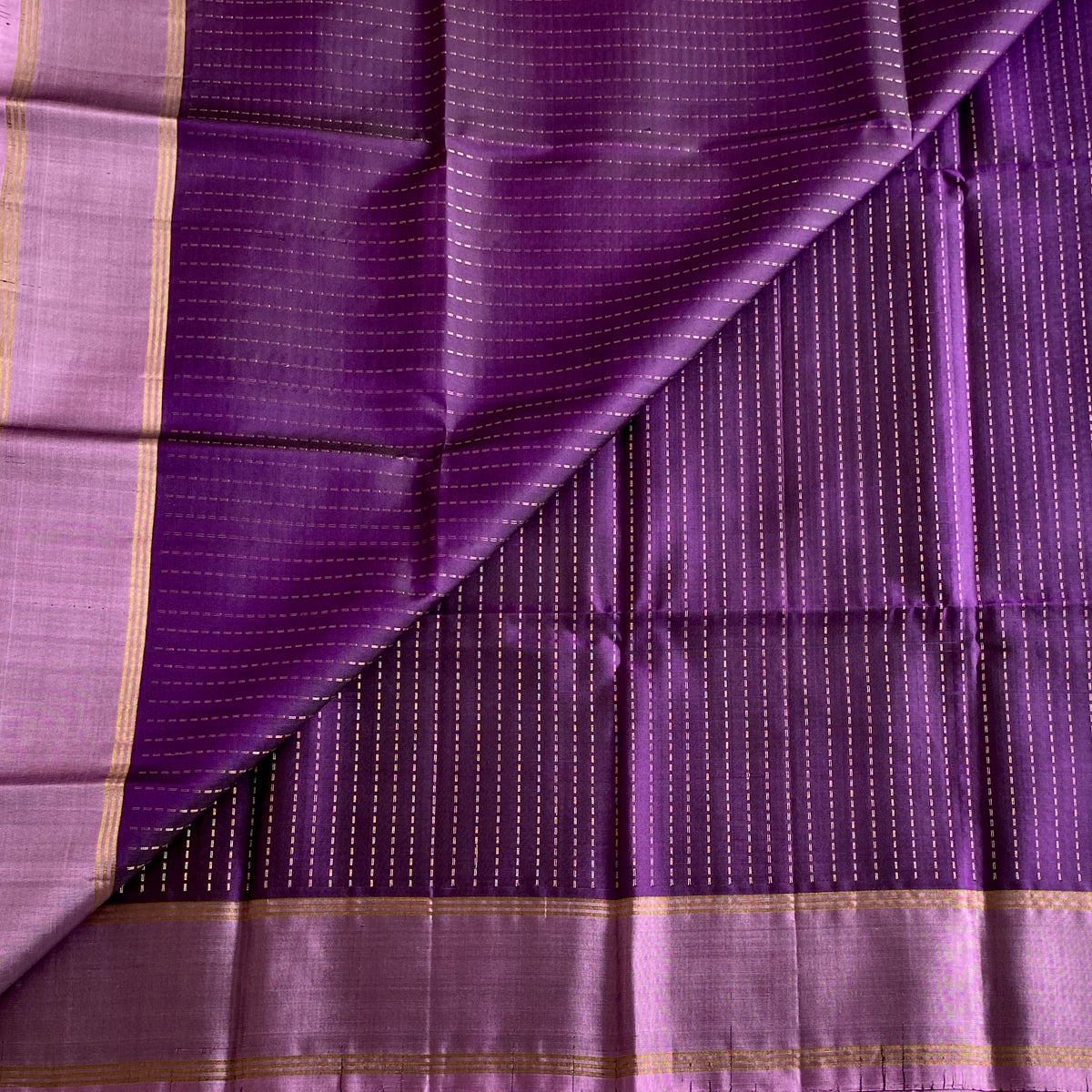 Deep Purple Designer Pure Silk Saree With Metallic Lavender Floral Pallu