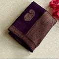 Plum Purple Soft Jute Tussar with Antique Gold Brocade Work