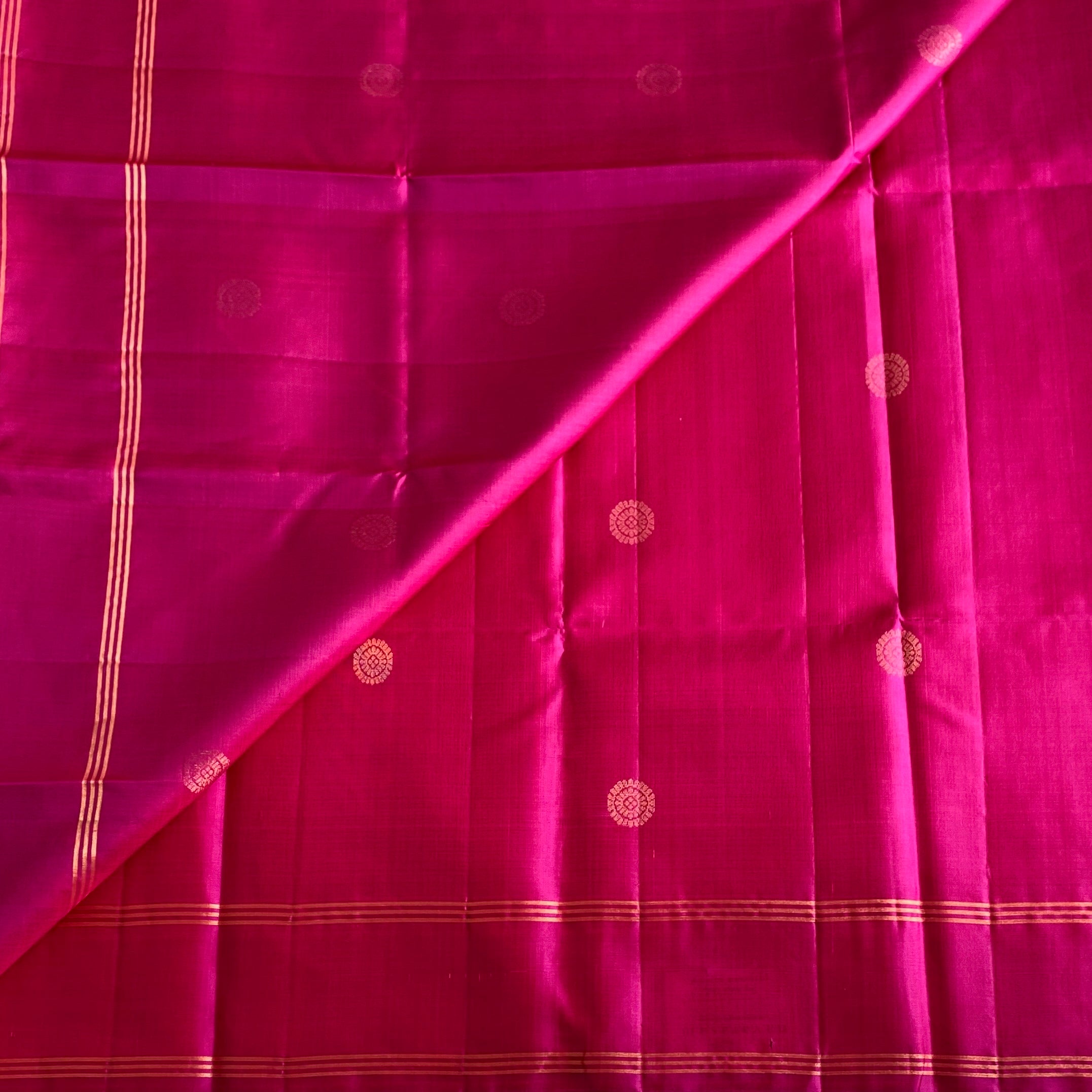 Rani Pink Designer Pure Silk Saree With Pistachio Green Pallu