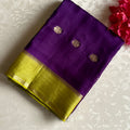 Royal Purple Soft Crepe Silk Saree With Lime Green Pallu