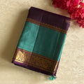 Navi • Deep Purple with Classy turquoise Designer Pure Silk Stunner
