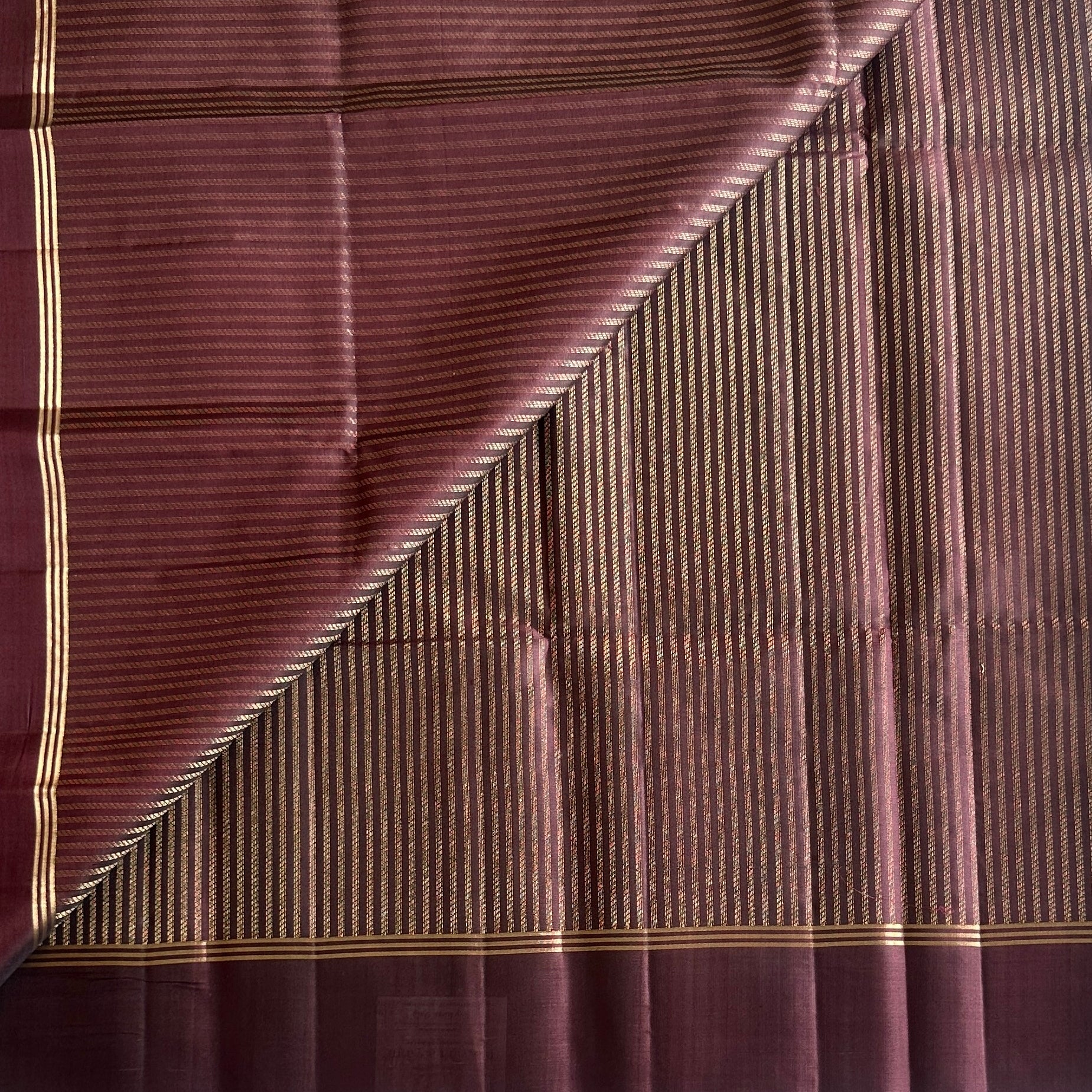 Plum Silk Saree With Gold Zari Paisley Border And Pallu