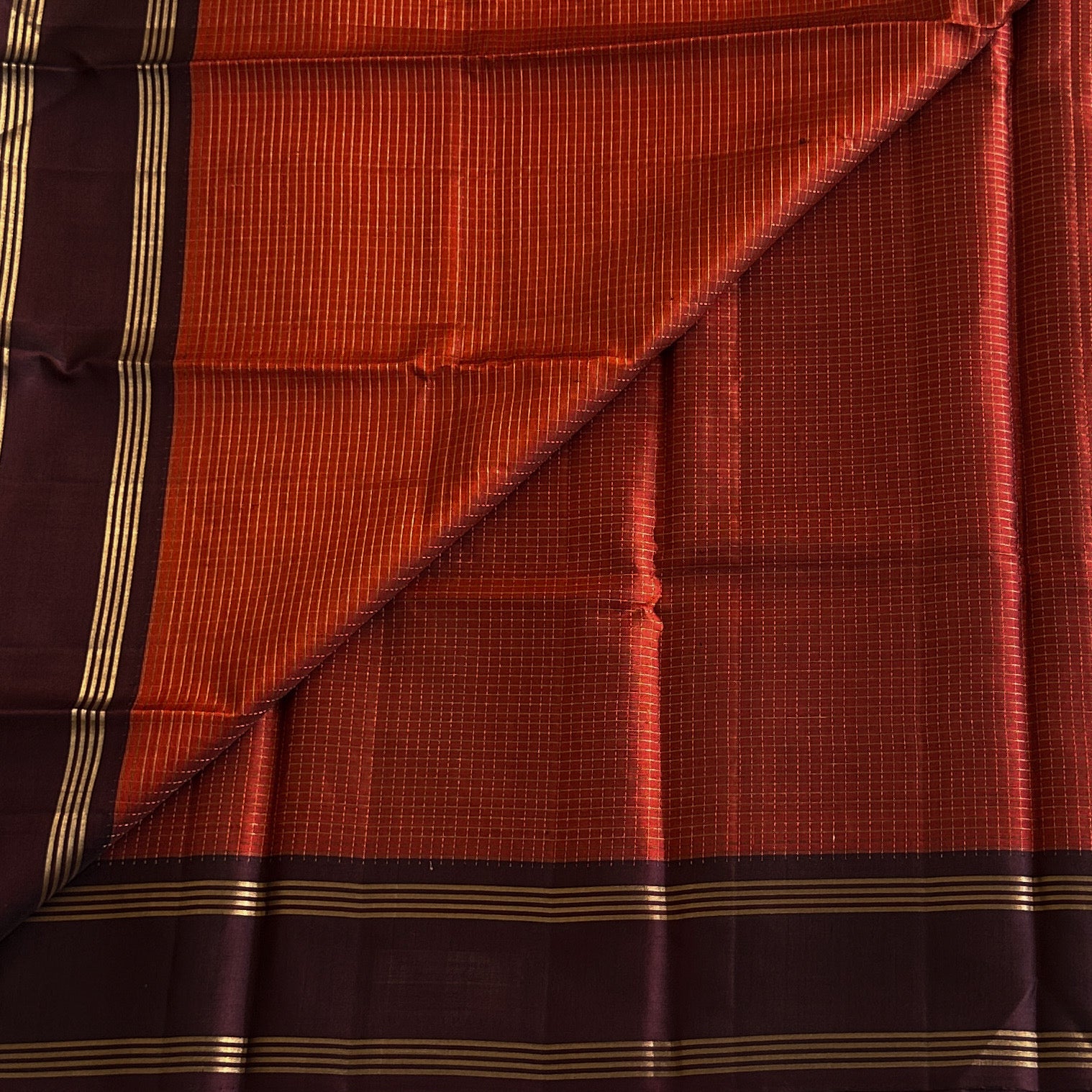 Crimson Red Saree Burgundy Pallu Gold Brocade Traditional Wear