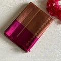 Copper Brown Designer Pure Silk With Deep Magenta Pallu