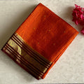 Mysore Crepe Classic Rust Orange With Deep Chocolate Pallu