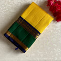Micro checkered Gorgeous Yellow Retta Petta Borders Pure Kanjeevaram Silk