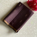 Deep Plum Designer Pure Silk Saree With Antique Gold Pallu