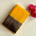 Marigold Yellow Banarasi Silk Saree with Black Paisley Brocade Pallu
