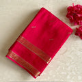 Rani Pink Soft Tussar Silk Saree With Gold Zari Border And Butti