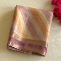 Mauve Gold Silk Diagonal Stripe Saree with Floral Jacquard Pallu