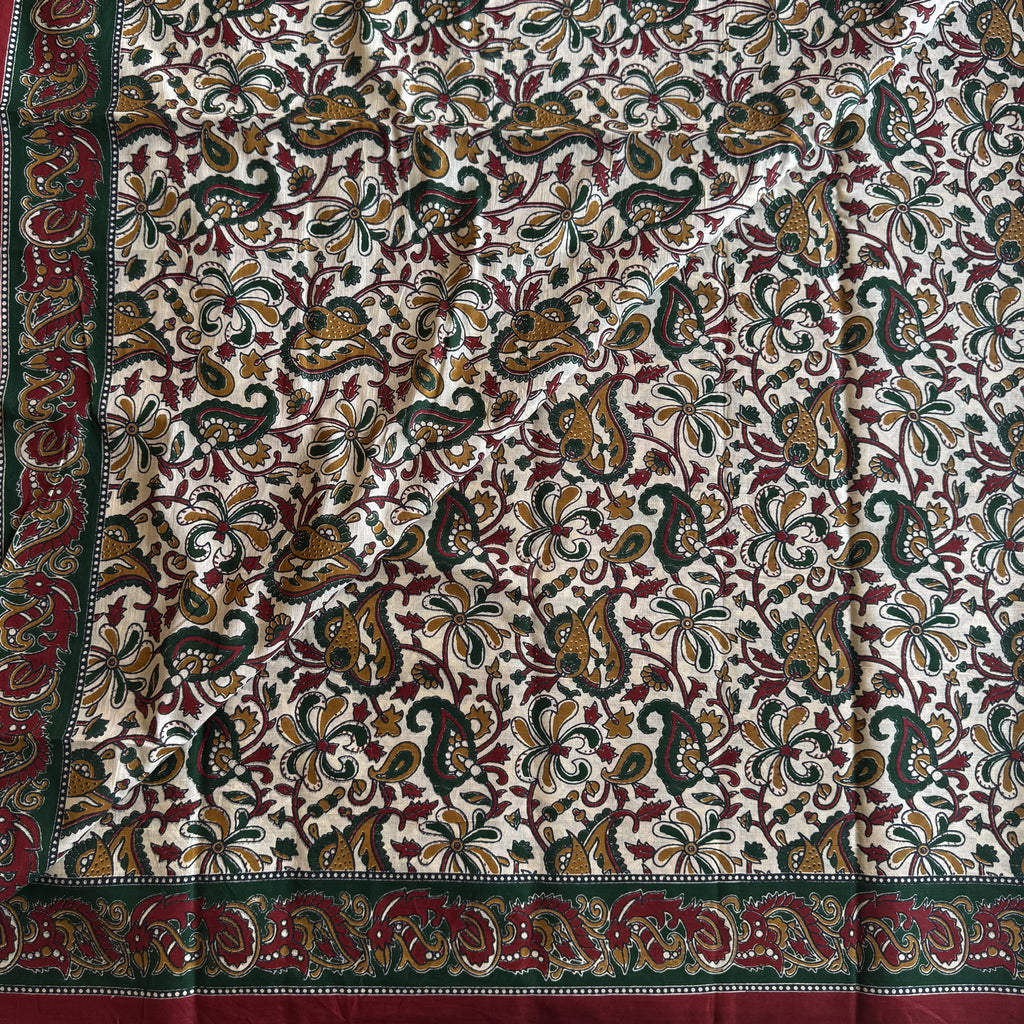 Summer Delight - Gorgeous block printed soft cotton with maroon borders