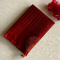 Deep Maroon Designer Pure Silk Saree With Metallic Gold Border And Pallu