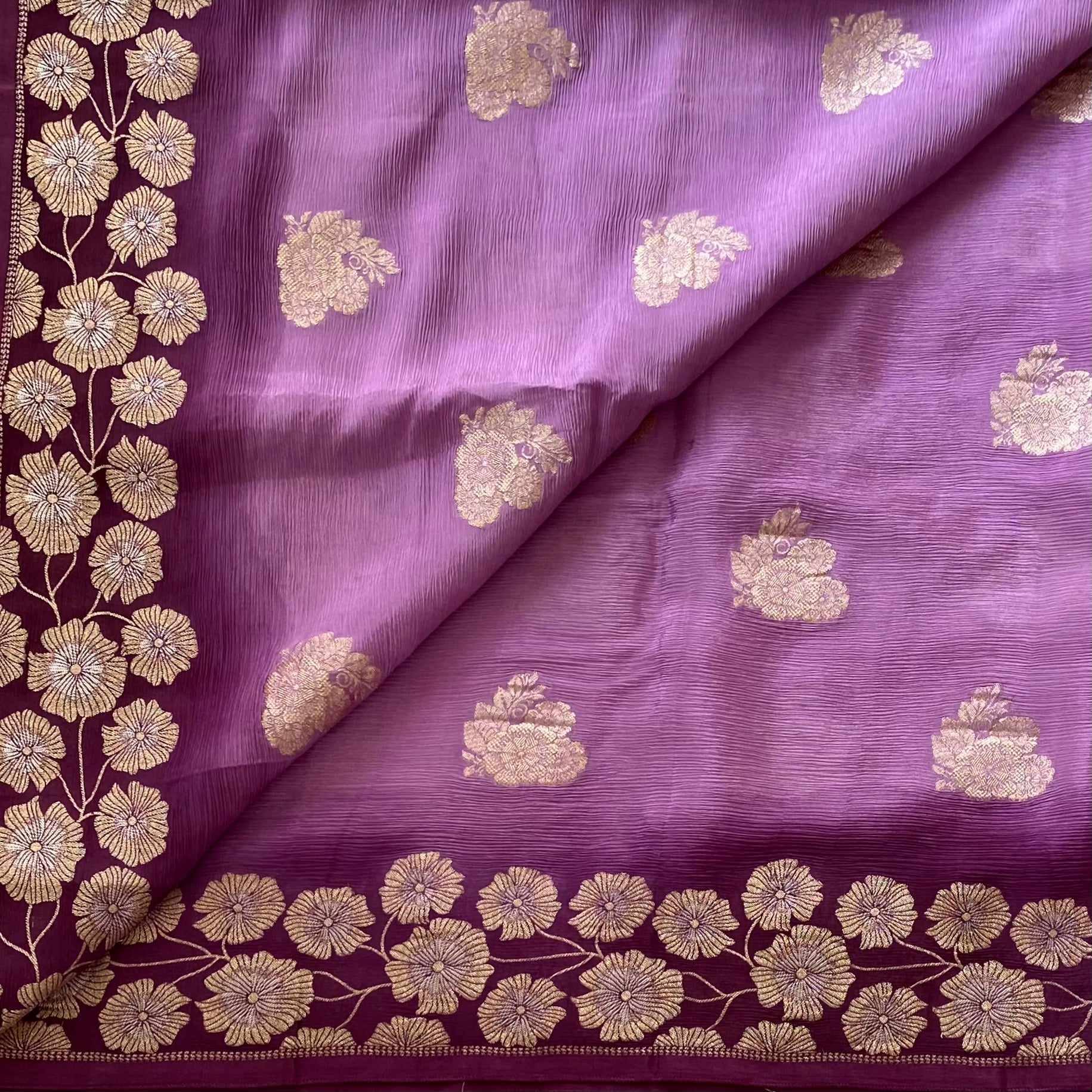 Most lightweight Shades of Lavender & Burgundy Soft Georgette Beauty