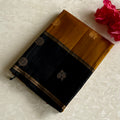Mustard Gold Designer Pure Silk Saree With Jet Black Contrast