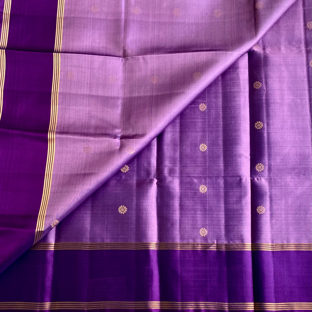 Metallic Lavender & Purple Designer Pure Silk with Intricate Woven Pallu