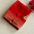 Ombre red with pink soft satin crepe designer stunner