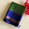Royal Blue And Emerald Green Saree With Gold Diamond Zari