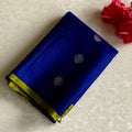 Royal Blue Designer Pure Silk Saree With Chartreuse Pallu