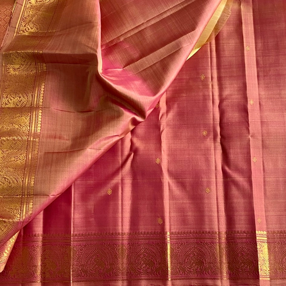 Blush Pink Kanjeevaram Pure Zari Silk Luxury