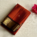 Classic Vintage Rust with Deep Coffee Brown Handwoven Kanjeevaram Silk