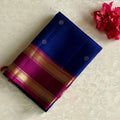 Royal Blue Designer Pure Silk With Rani Pink Pallu & Retta Petta Borders