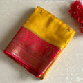 Mustard Yellow Soft Tussar Silk Saree With Rani Pink Pallu