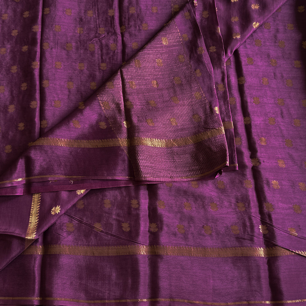 Dual shaded lavender plum soft crepe silk