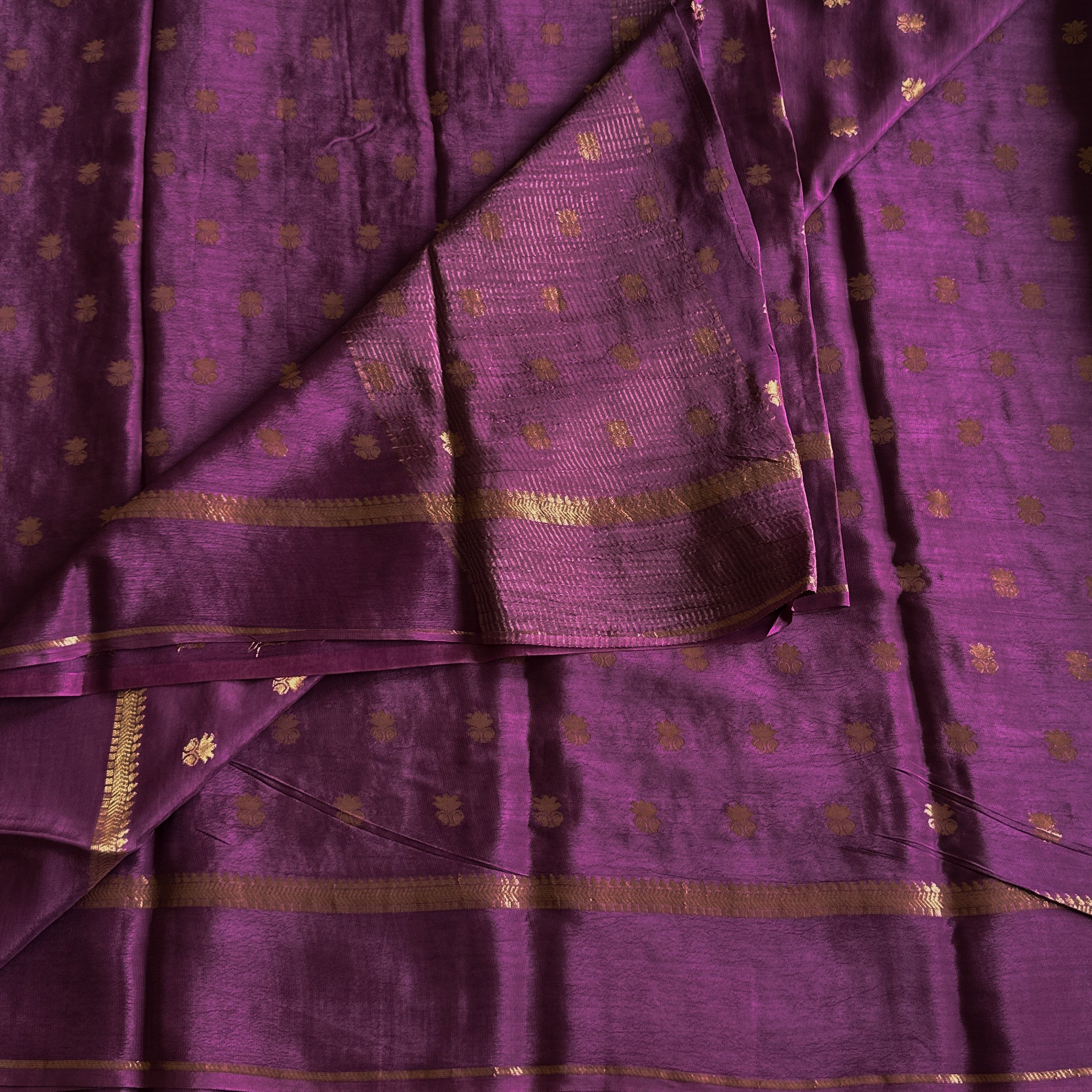 Dual shaded lavender plum soft crepe silk