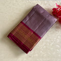 Metallic Lavender Kanjeevaram  Silk With Magenta Gold Border