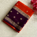 Stunner rust orange with purple premium soft crepe silk
