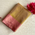 Pastel Olive Green Designer Pure Silk Saree With  Dusky Rose kollam zari weave