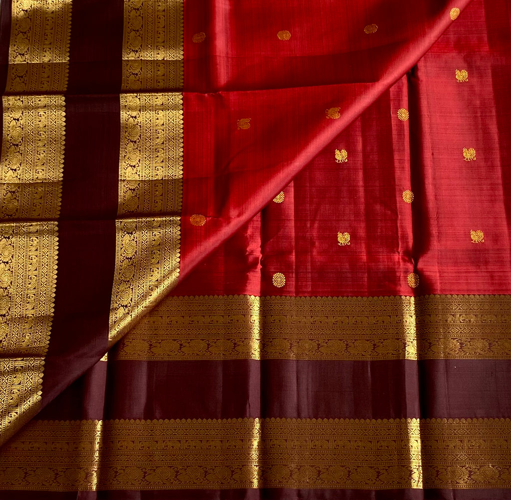 Plum Purple Magenta Silk Saree Gold Zari Brocade Wide Border