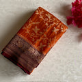 Rustic Jaal Woven Banarasi Crepe Silk With Wine Brown Contrast