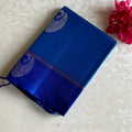 Deep Sky Designer Pure Silk With Royal Pallu & Peacock Buttas