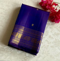 Dual shaded Indgo bluish purple pure zari Kanjeevaram silk