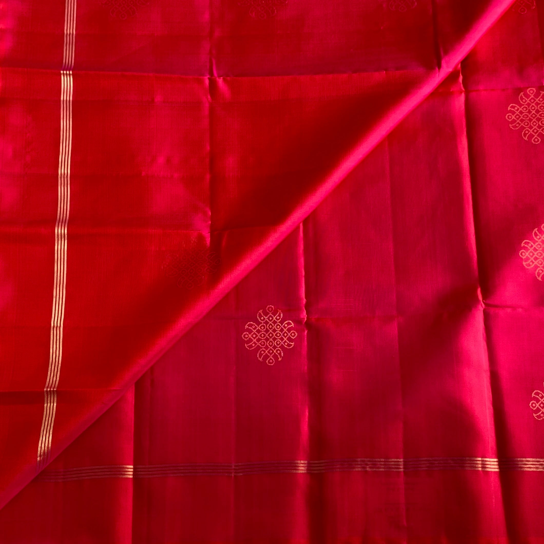 Cherry Pink Designer Pure Silk Saree With Metallic Gold Jaal Work
