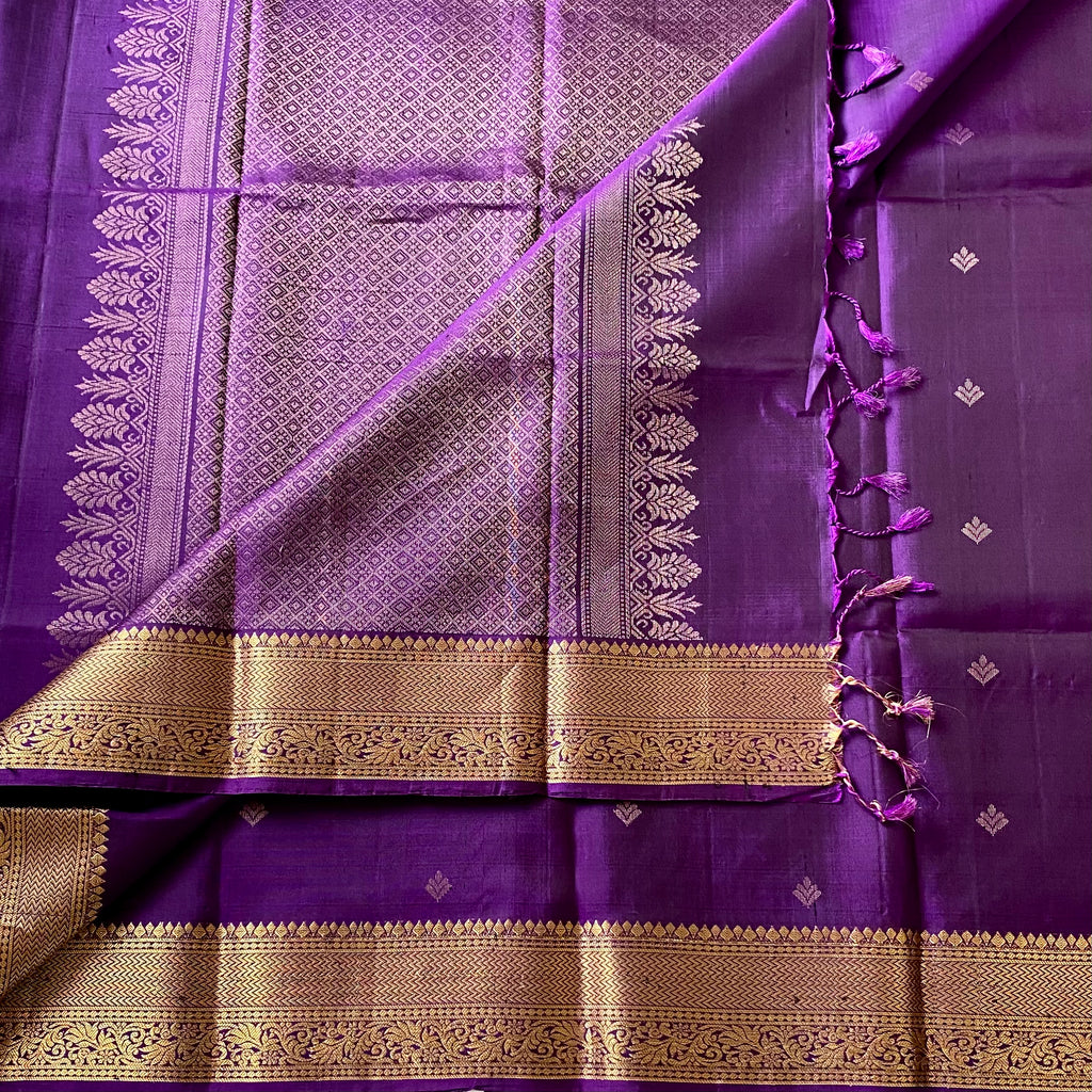 Royal Purple Silk Saree Gold Zari Brocade Traditional Wedding Saree