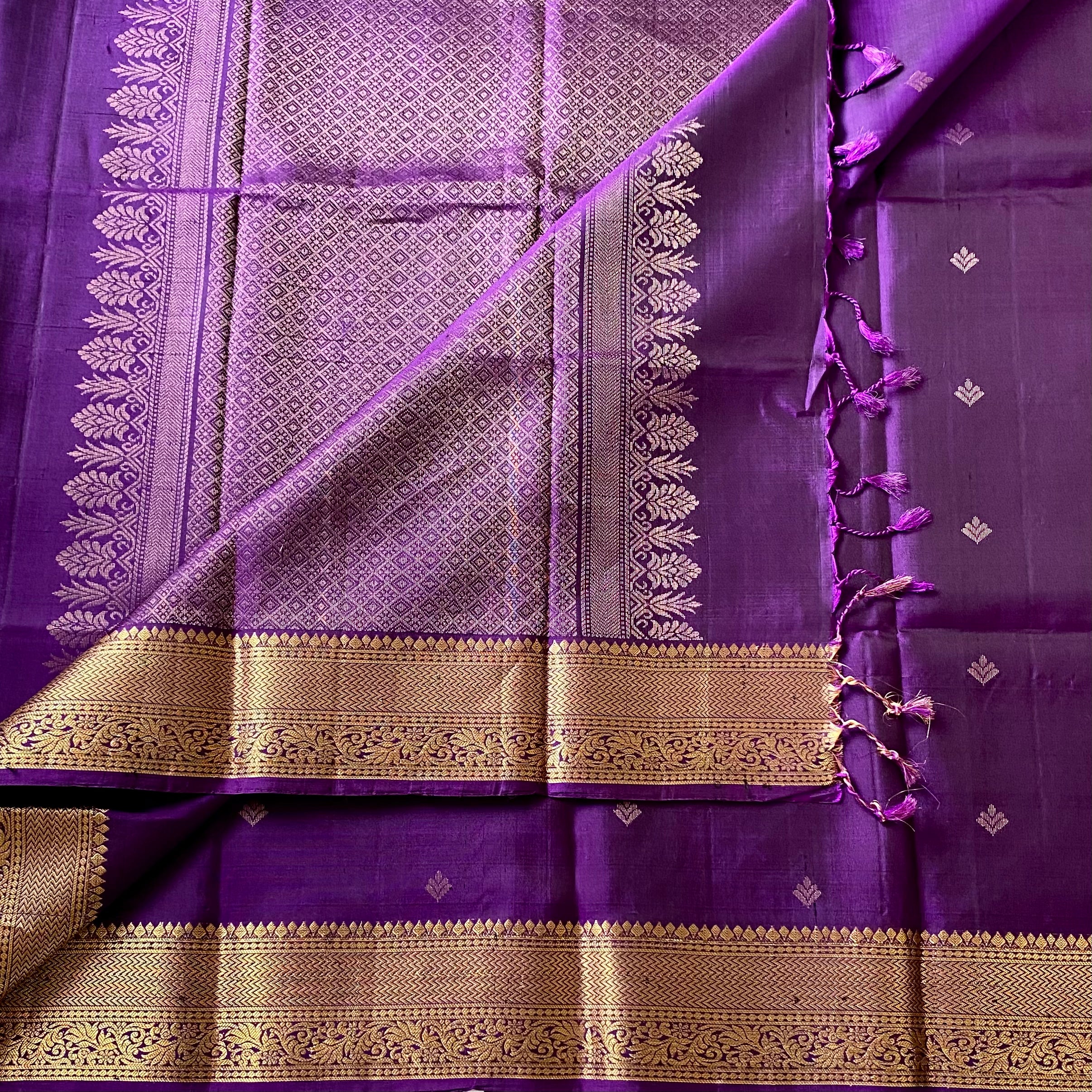 Royal Purple Silk Saree Gold Zari Brocade Traditional Wedding Saree
