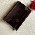 Metallic Chocolate Brown Designer Pure Silk Saree With Parrot Green Pallu