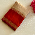 Burnt Orange Gold Zari Beige Pallu Traditional Festive Saree Elegance