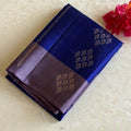 Deep Royal Blue Designer Pure Silk Saree With Mauve Grey Pallu