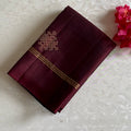 Deep Wine Brown Designer Pure Silk Saree With Antique Gold Zari