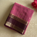 Rose Pink Saree With Plum Pallu Gold Zari Buti Motifs