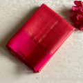 Designer Pure Silk Saree With Coral Peach & Rani Pink Combination
