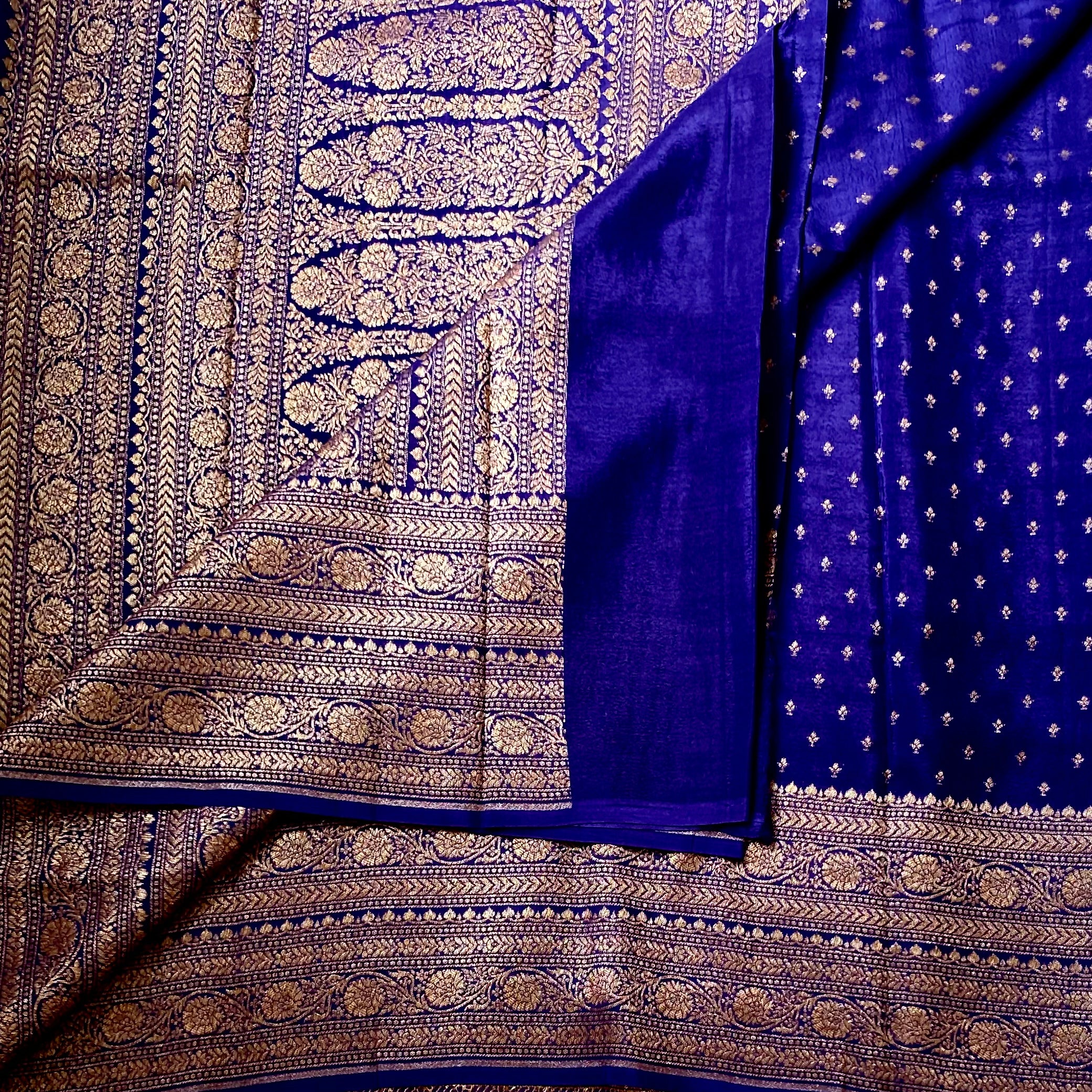 Royal Purple Silk Brocade Saree with Gold Zari Pallu Border