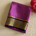 Deep Lilac with Elegant navy blue Designer Pure Mysore Silk with Tiny Buttas