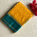 Mustard Yellow Teal Zari Buti Saree with Tassel Pallu Elegant