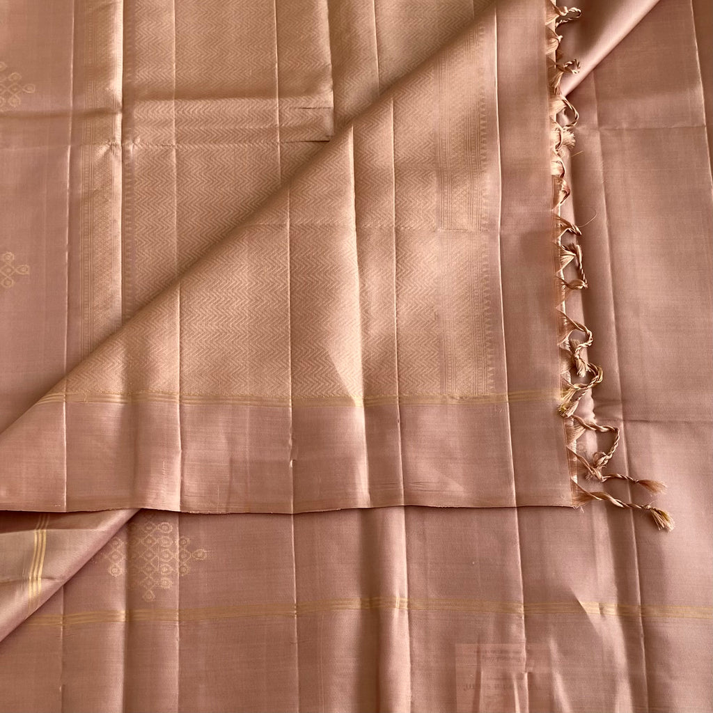 Dusty Rose Designer Pure Silk Saree With Soft Gold Zari