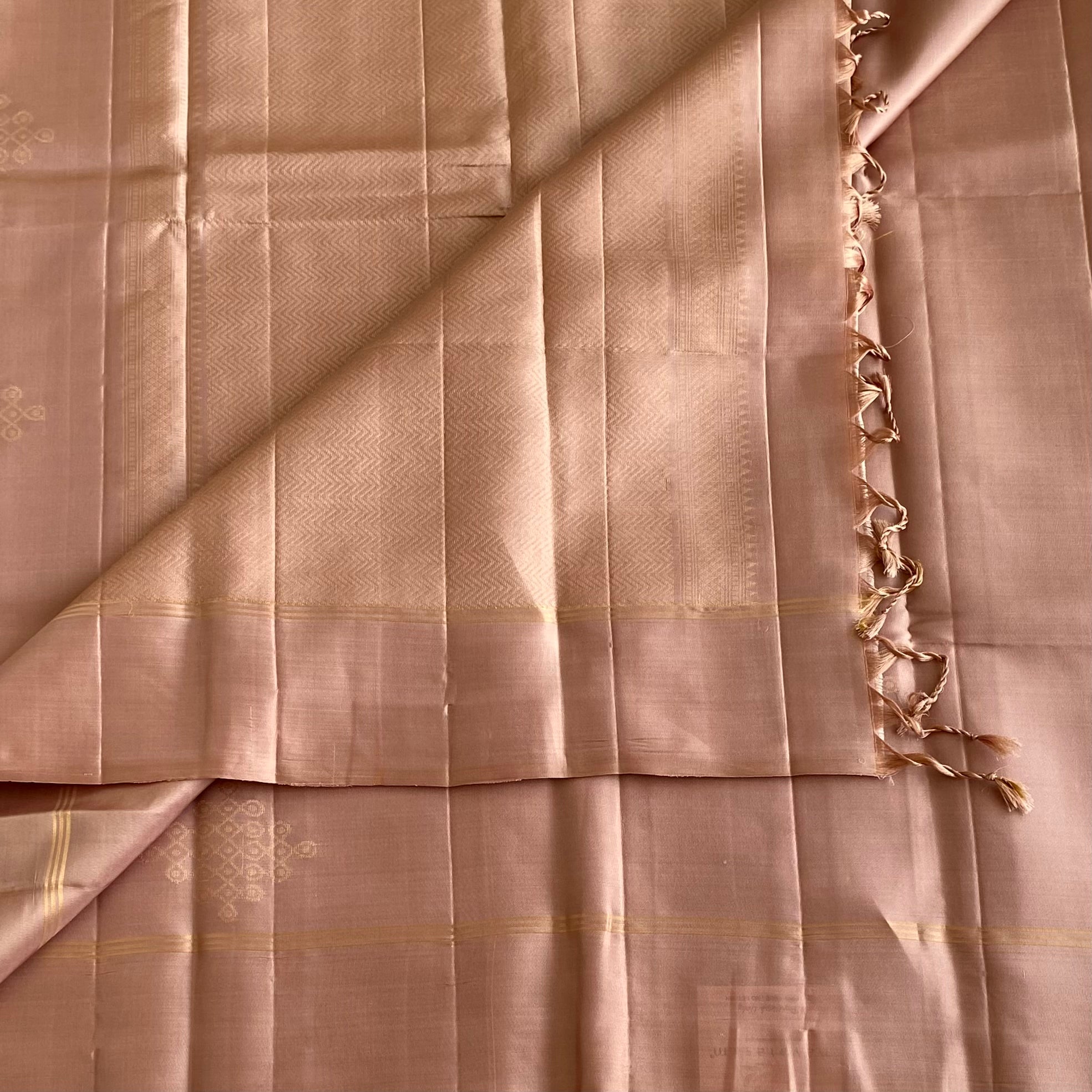 Dusty Rose Designer Pure Silk Saree With Soft Gold Zari